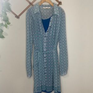 Max Studio Belted Button Down floral Dress